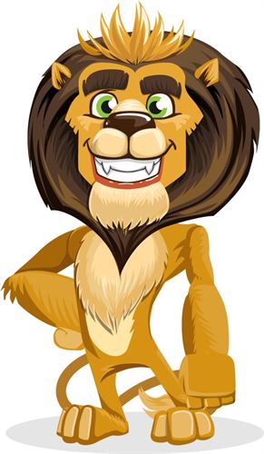 Smiling Lion Cartoon Character